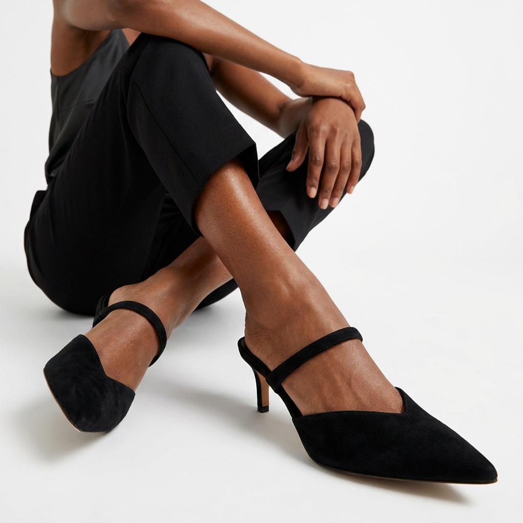 Tuhoomall Fashion High Heel Slip-On Shoes, Pointed Toe, Casual Office Style, Comfortable Suede and Mesh Upper, Rubber Sole, Perfect for Everyday Wear Tuhoomall