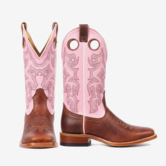 Tuhoomall Knee-High Embroidered Boots for Women, Casual Style, Low Chunky Heel, Slip-On Design, All-Season Fashion