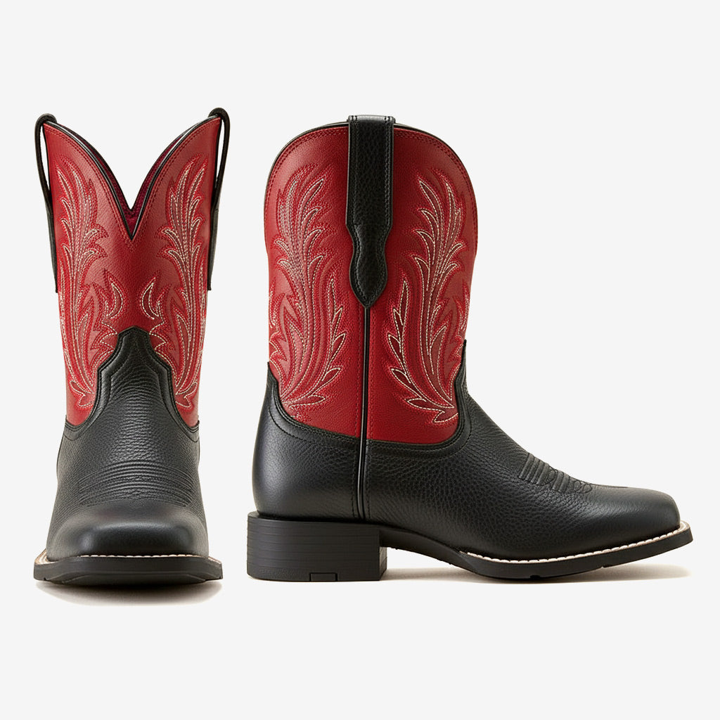 Tuhoomall Comfortable Western Cowboy Boots, Stylish Casual Mid-Calf Booties, Embroidered Design for Work and Everyday Wear