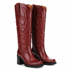 Tuhoomall Fashion Ankle Boots for Women, Floral Embroidery, High Chunky Heels, Casual Chic for All Seasons