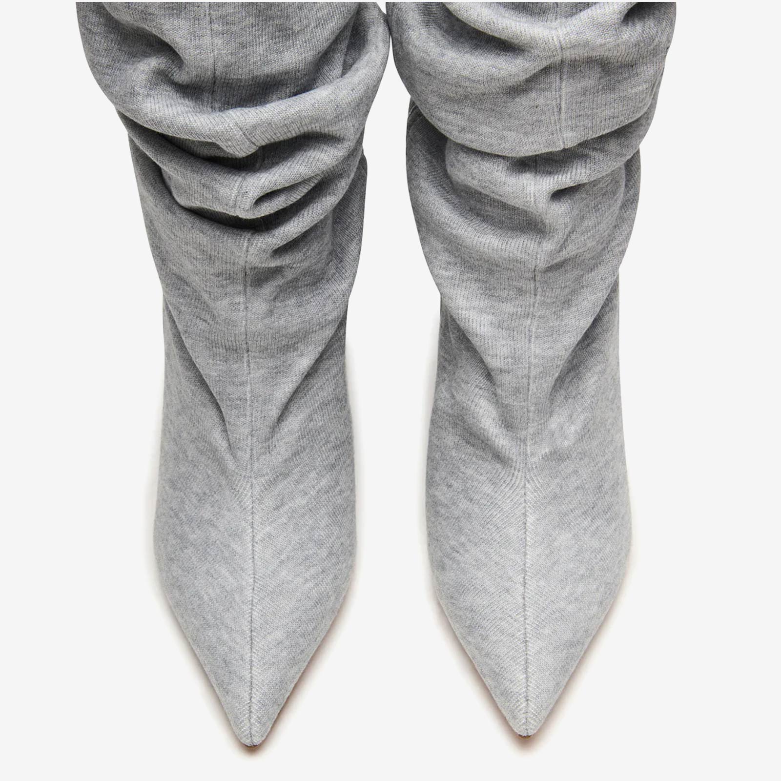 Tuhoomall Knee High Comfortable Wedge Booties With Pointed Toe For Parties, Performances, Fashion Events, Featuring Ruffled Design And Rubber Sole