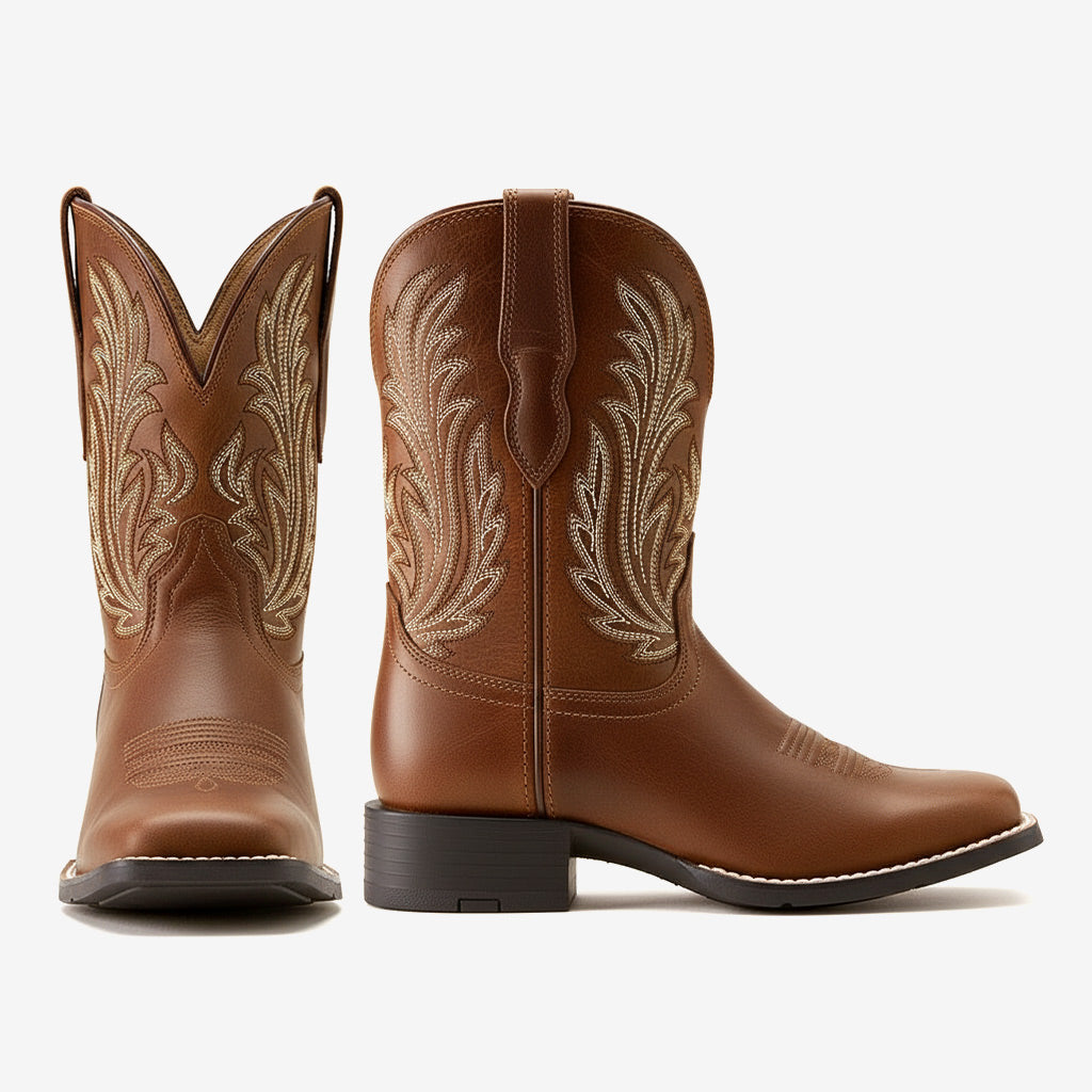 Tuhoomall Comfortable Western Cowboy Boots, Stylish Casual Mid-Calf Booties, Embroidered Design for Work and Everyday Wear