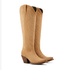 Tuhoomall Western Floral Embroidered Knee-High Cowboy Boots for Women, Chunky Heel Slip-On Design, Stylish Casual and Work Footwear