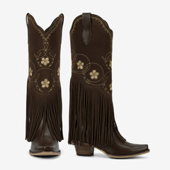 Tuhoomall Western Knee-High Boots for Stylish Casual Occasions, Comfortable Rubber Sole, Easy Slip-On Design, Perfect for Spring, Autumn, and Winter