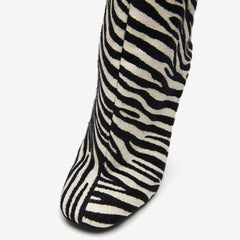 Tuhoomall Over-The-Knee High Heels Boots for Party, Runway Performance, Vegan-Friendly with Striped and Zebra Patterns