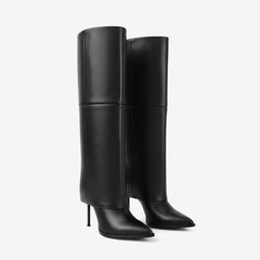 Tuhoomall Knee-High Stiletto Boots for Parties - Classic Style, Pure Color, Comfortable Fit, 10cm Heel, Perfect for Fashionable Evening Wear