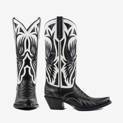 Tuhoomall Comfortable Western Ankle Boots With Embroidery And Animal Pattern For Outdoor Travel And Parties, Chunky Heel, Slip-On Design