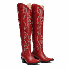 Tuhoomall Comfort Western Boots With Floral Embroidery For Stylish Travel And Everyday Use