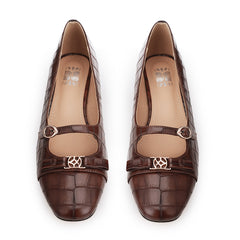 Tuhoomall Checkered Mid-Heel Sandals for Women, Comfortable Closed-Toe Design, Adjustable Buckle, 5cm Chunky Heel, Stylish Footwear for Work and Formal Occasions