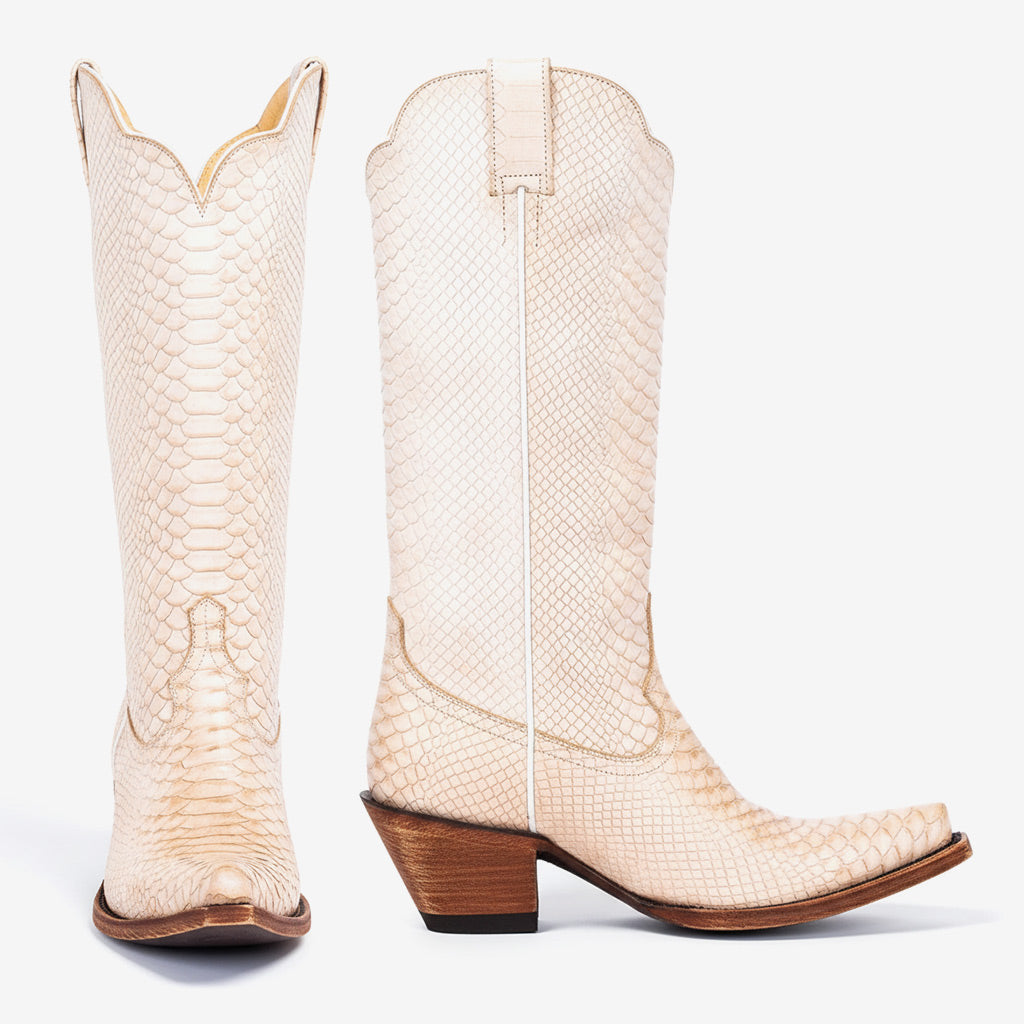 Tuhoomall Western Style Knee-High Cowboy Boots For Women, Comfortable Ankle Design, Fashionable Casual Look With Faux Leather In Crocodile & Snake Patterns