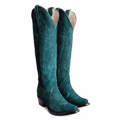 Tuhoomall Mid-Calf Western Boots for Women, Faux Suede, Embroidered, Snip Toe Design, 5.1 cm Chunky Heel, Casual and Office Wear, All Seasons