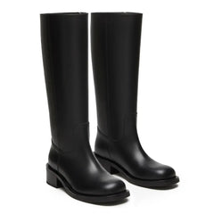 Tuhoomall Fashion Casual Boots for Women, Mid-Calf Length, Solid Color, Round Toe, Chunky Heel, Slip-On, Ideal for Work and Leisure, 5.4cm Block Heels Tuhoomall