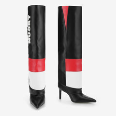 Tuhoomall Over-The-Knee Fashion Boots for Women, High Heels with Chain Detail, Stylish Casual Performance Footwear