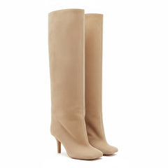 Tuhoomall Knee High Boots For Women, Slip-On Chunky Heel, Casual Style, Luxurious Synthetic Leather, Perfect For Spring, Autumn And Winter