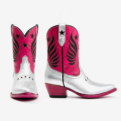 Tuhoomall Western Party Ankle Boots for Women, Vintage Star Print Chunky Heel Short Boots, Casual Fashion Design with Embroidery for All Seasons