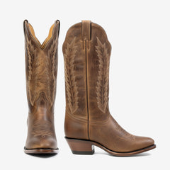 Tuhoomall Western Ankle Boots for Women, Fashionable Distressed Leather, Casual and Outdoor Style, Comfortable 5cm Mid Heel, Elegant Embroidery Detail