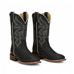 Tuhoomall Western Cowboy Boots for Women, Floral Embroidery, Stylish Casual Mid-Calf, Comfortable Chunky Heel, All-Season Wear