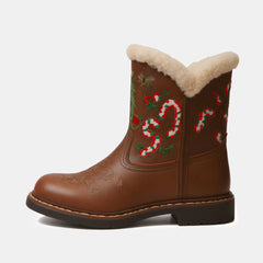 Tuhoomall Christmas Cozy Short Boots – Festive Round-Toe Ankle Style