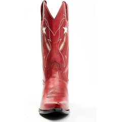 Tuhoomall Western Mid Calf Boots For Women, Snip Toe, Chunky Heel, Embroidered Star Pattern, Slip-On Design, Casual Retro Style