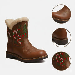 Tuhoomall Christmas Cozy Short Boots – Festive Round-Toe Ankle Style Tuhoomall