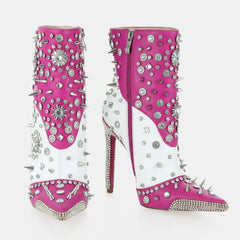 Tuhoomall Glamorous Rhinestone Ankle Boots with Zipper Closure for Stylish Party and Casual Wear Tuhoomall