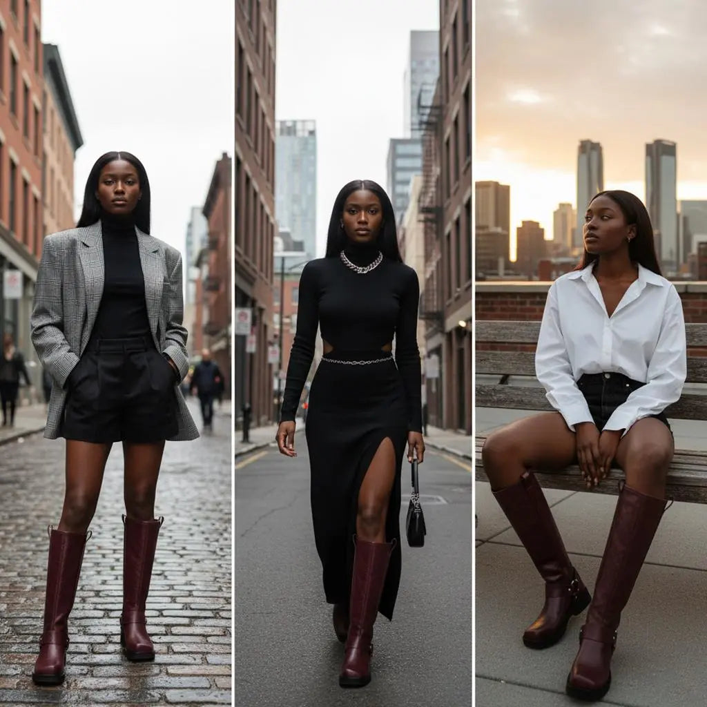 Tuhoomall Comfortable Women's Mid-Calf Boots with Slip-On Design, Chunky Heel, and Slip-Resistant Features for Fashionable Daily Wear Tuhoomall