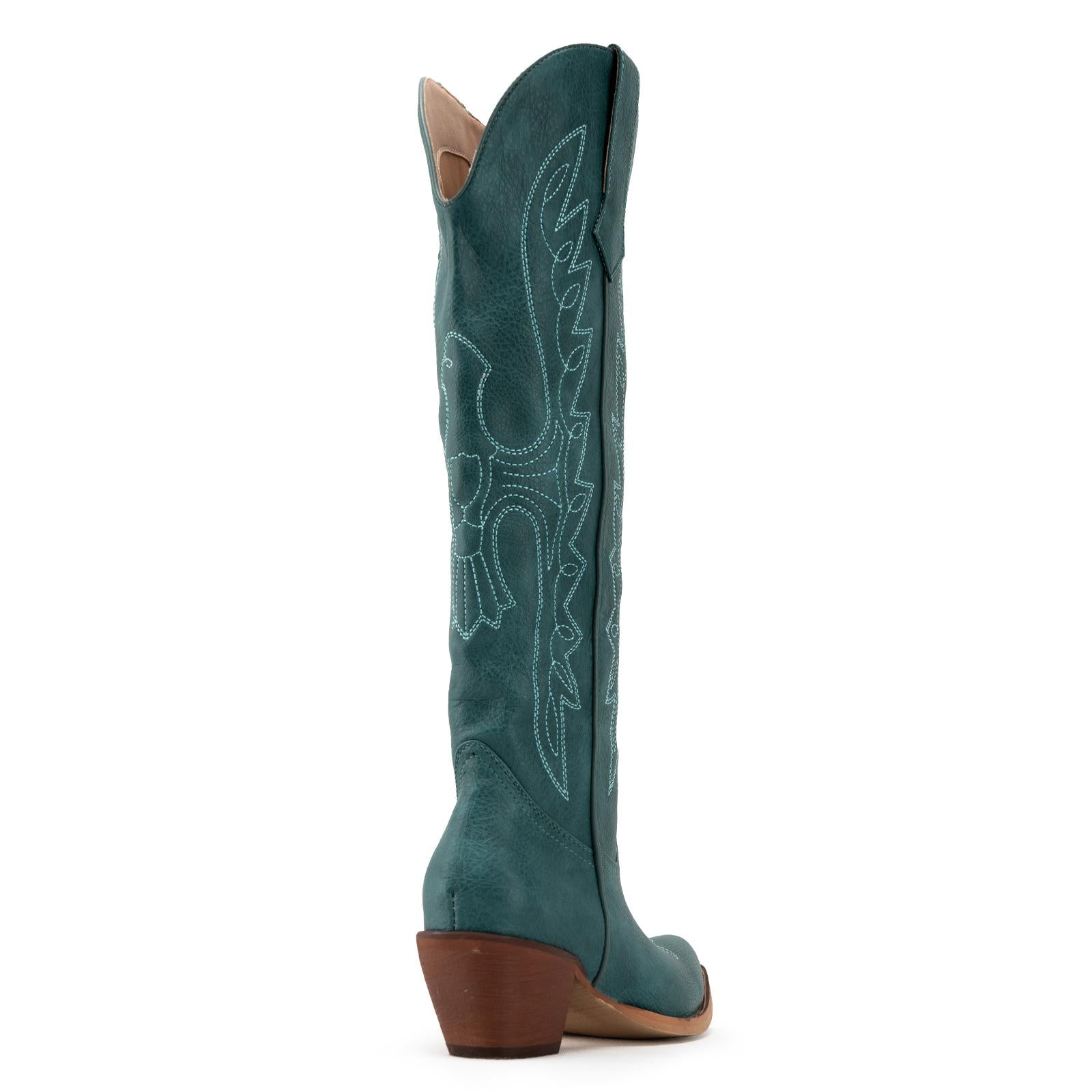 Tuhoomall Western Knee-High Boots for Women, Comfortable Suede Leather with Animal Embroidery, Perfect for Fashion and Casual Travel Activities