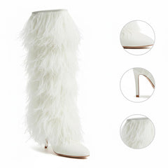 Tuhoomall Faux Suede Womens Fashion Booties With 4 Inch Heels, Zip Closure, Pointed Toe, Perfect For Parties And Performances