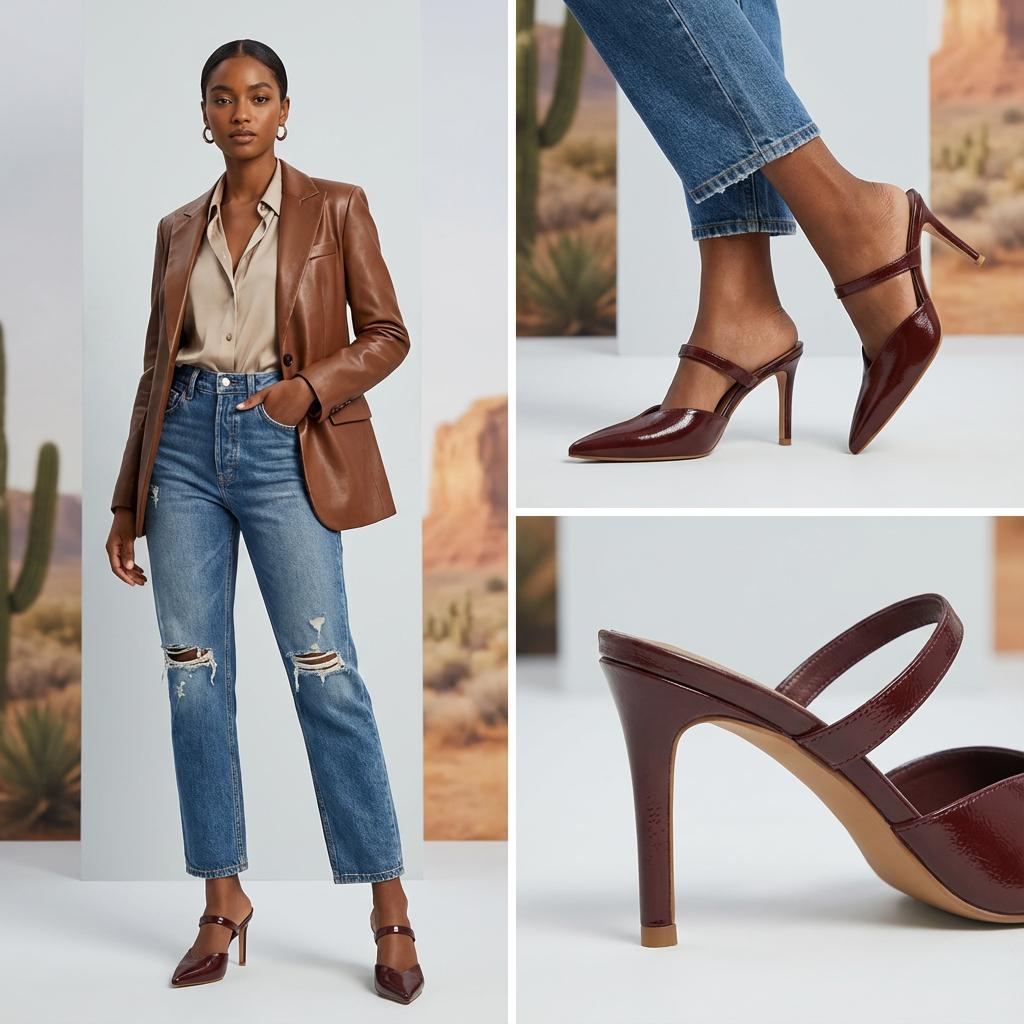 Tuhoomall Fashion High Heel Slip-On Shoes, Pointed Toe, Casual Office Style, Comfortable Suede and Mesh Upper, Rubber Sole, Perfect for Everyday Wear Tuhoomall