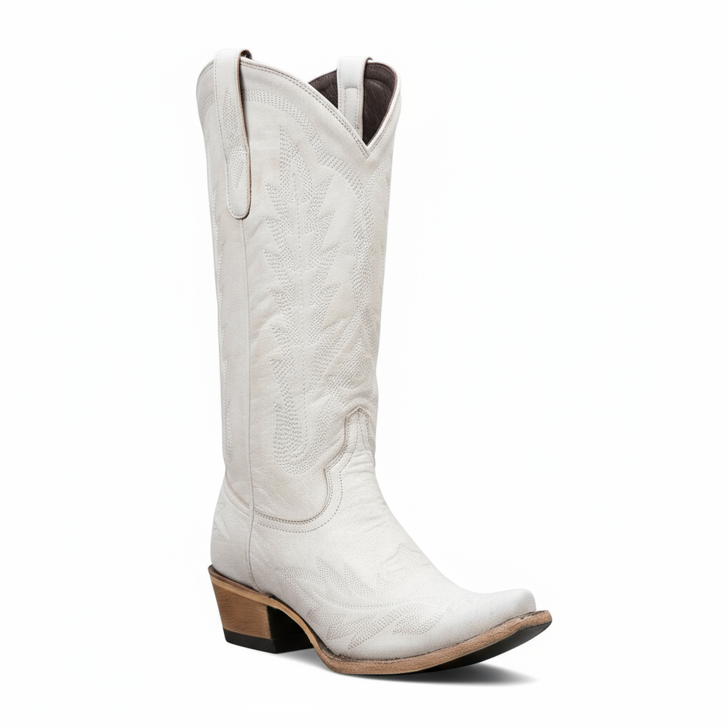 Tuhoomall Embroidered Mid-Calf Ankle Boots for Women | Stylish 5cm Block Heels, Slip-On Design for Parties and Casual Wear Tuhoomall