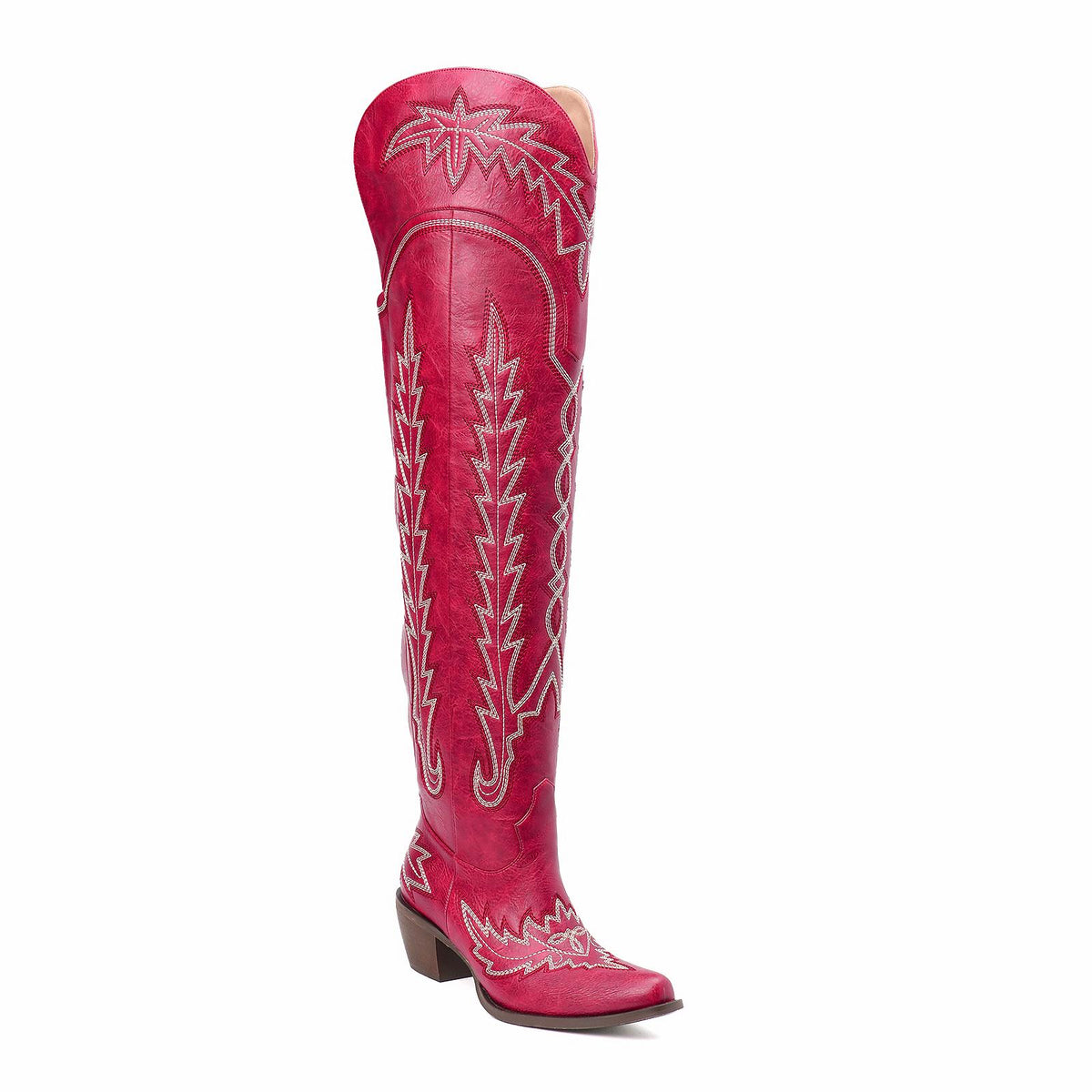 Tuhoomall Western Style Knee High Boots for Women with Floral Embroidery, Adjustable Buckle, and Rubber Sole for Casual Spring, Fall, and Winter Wear