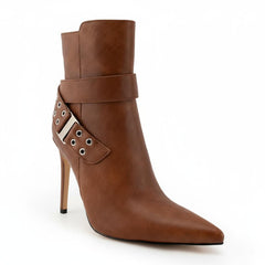 Tuhoomall Fashion Ankle Boots for Women with Cross Strap Design, Stiletto Heel, Studded Detail, Perfect for Casual and Office Wear