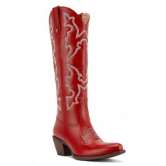 Tuhoomall Western Knee-High Boots for Fashion Casual Style with Embroidered Design and Chunky Heel, Ideal for Ranch and Outdoor Activities