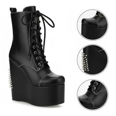 Tuhoomall Platform Boots for Women with Chunky Heel, Geometric Patterns, Perfect for Parties and Performances, Comfortable and Fashionable Tuhoomall