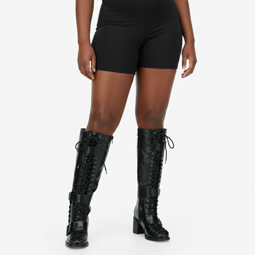 Tuhoomall Style Knee-High Fashion Boots for Women, Comfortable Chunky Heel, Studded Accents, Ideal for Parties and Casual Outings