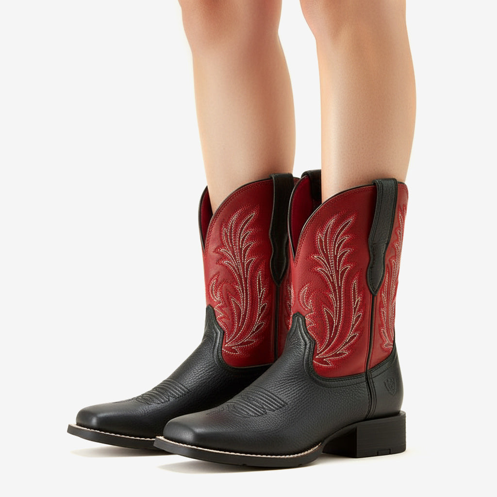 Tuhoomall Comfortable Western Cowboy Boots, Stylish Casual Mid-Calf Booties, Embroidered Design for Work and Everyday Wear