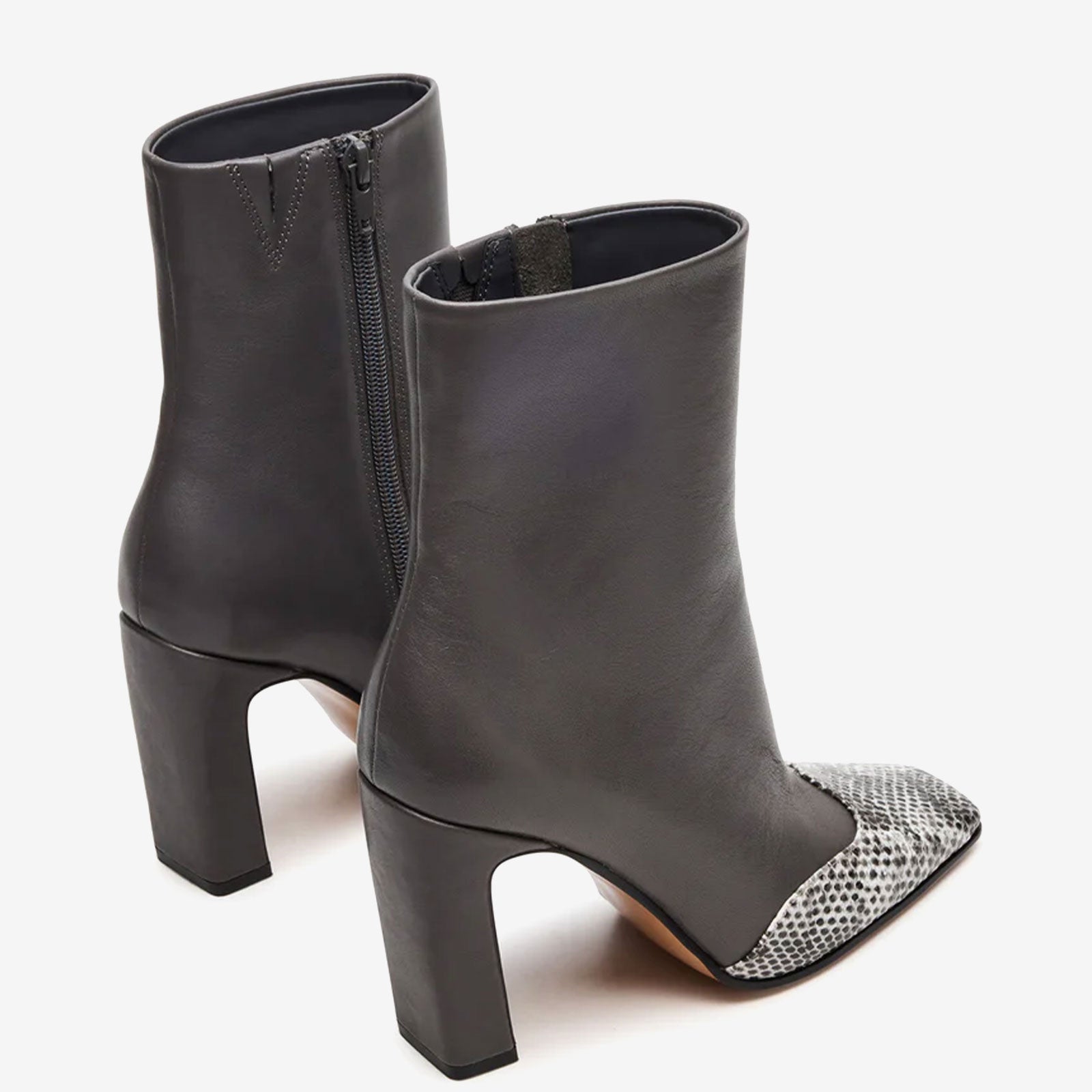 Tuhoomall Fashion Casual Ankle Boots with Chunky Heel, Zip Closure, Snake Pattern for Everyday and Work Wear, Stylish Short Boots