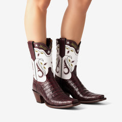 Tuhoomall Crocodile Pattern Chunky Heel Ankle Boots for Stylish Casual Wear