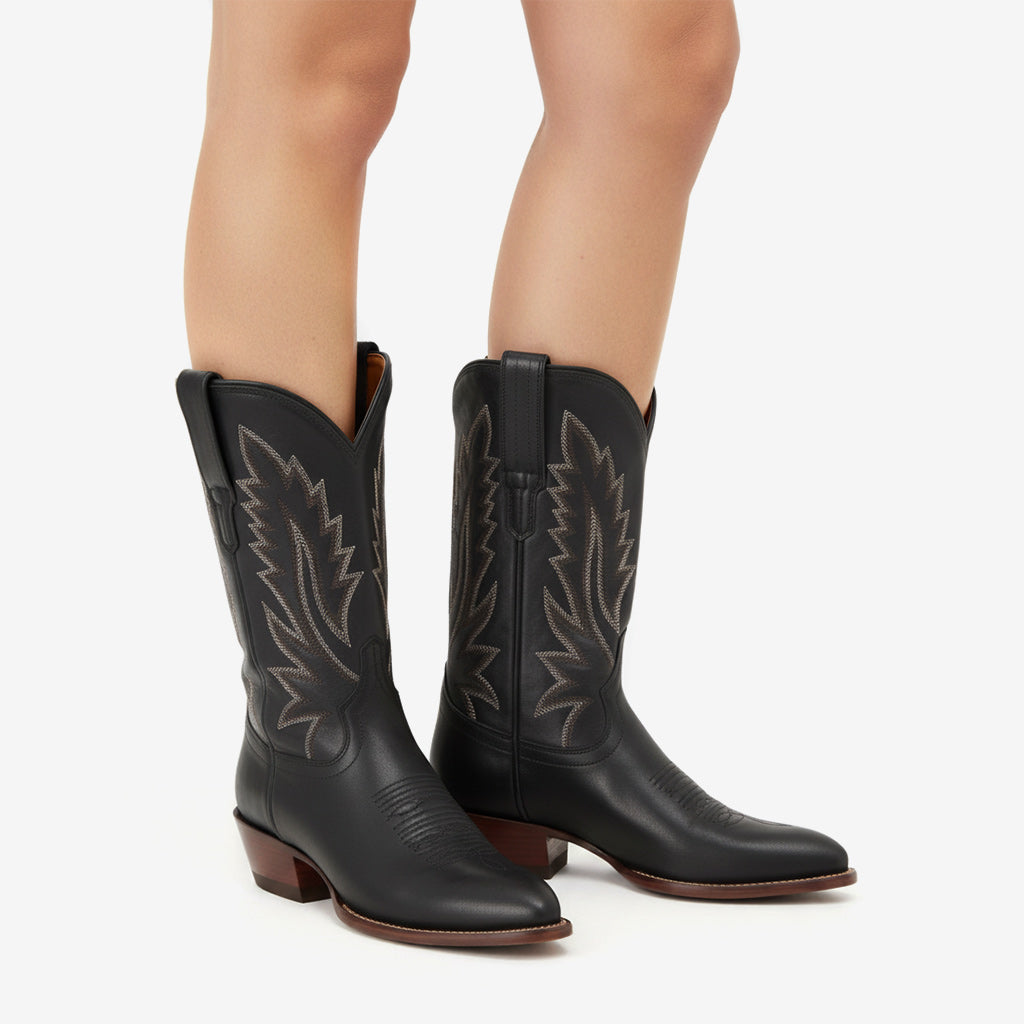 Tuhoomall Western Cowboy Ankle Boots for Women, Fashion Casual Heels, Embroidered Design, Comfortable Rubber Sole, Versatile for All Seasons
