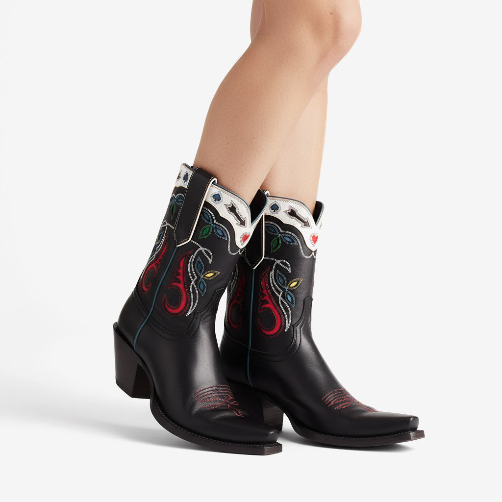 Tuhoomall Crocodile Pattern Chunky Heel Ankle Boots for Stylish Casual Wear