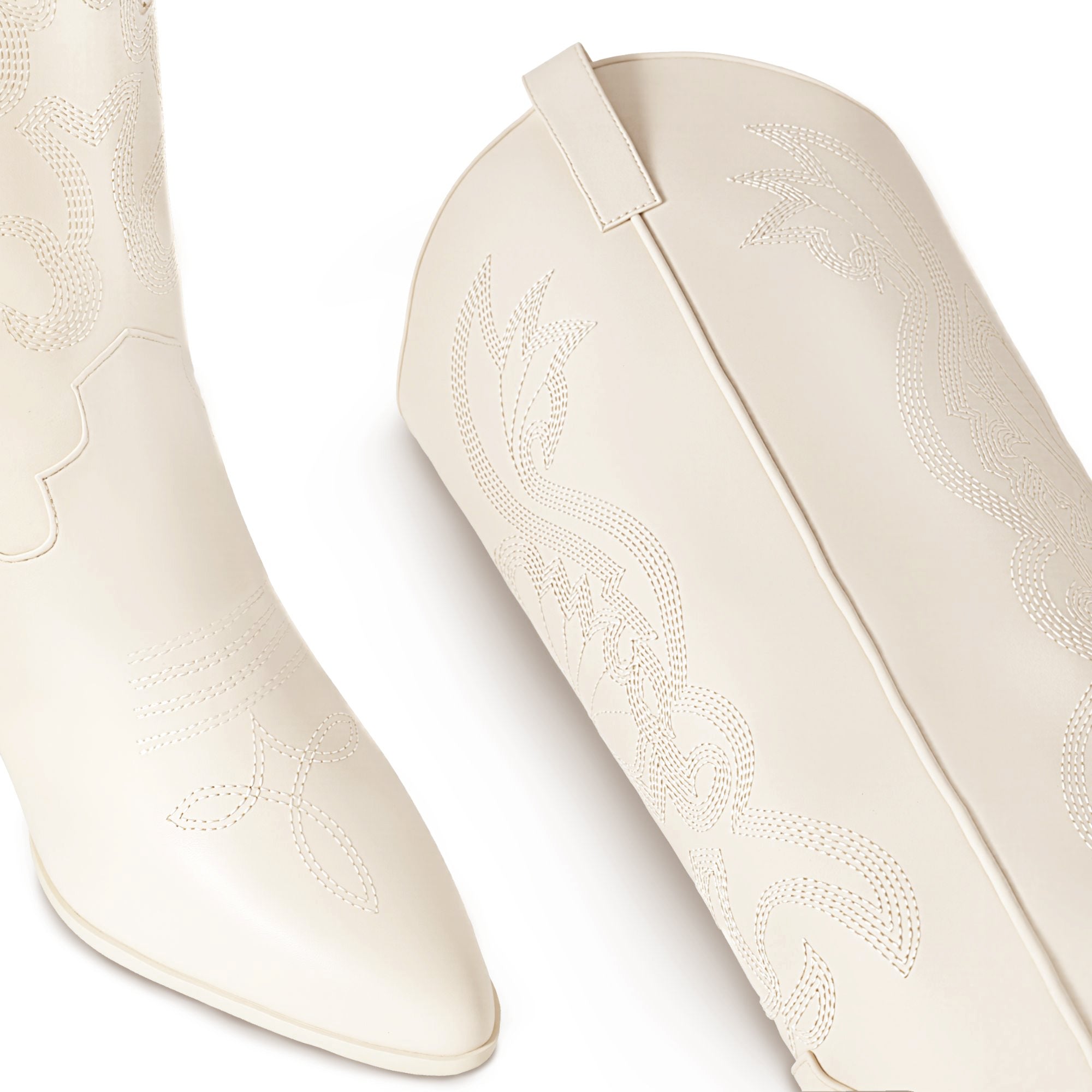 Tuhoomall Western Floral Embroidered Knee-High Boots for Women - Comfortable Slip-On Design with Chunky Heel for Parties and Daily Wear