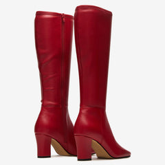 Tuhoomall Fashion Casual Boots for Women, Mid Calf, Square Toe, Chunky Heel, Zipper Closure, Solid Color, Snake Print PU, All Season Wear
