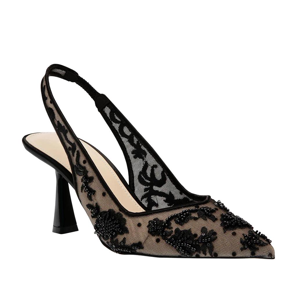 Tuhoomall Stylish Floral High Heels with Beaded Embellishment for Parties, Dancing, and Office Wear Tuhoomall