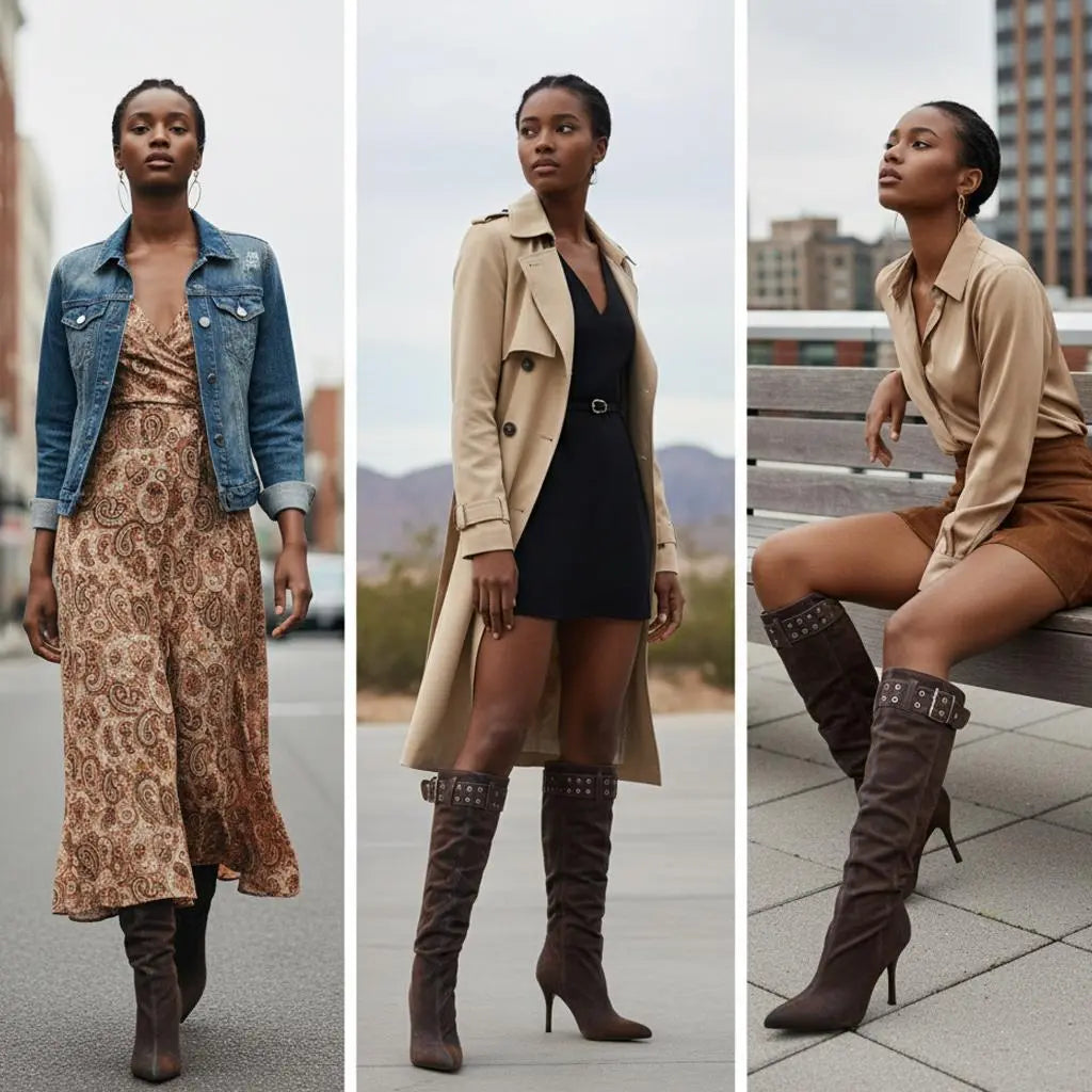 Tuhoomall Style Knee High Boots with Pointed Toe, 9cm Stiletto Heel, Perfect for Parties and Performances, Vintage and Stylish Design Tuhoomall