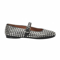 Tuhoomall Comfortable Flat Shoes with Studded Design for Party, Performance, and Casual Wear – Adjustable Straps, Rubber Sole, Round Toe
