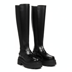 Tuhoomall Comfortable Chunky Heeled Ankle Boots With Elastic Sides For Casual, Work, Party And Everyday Wear