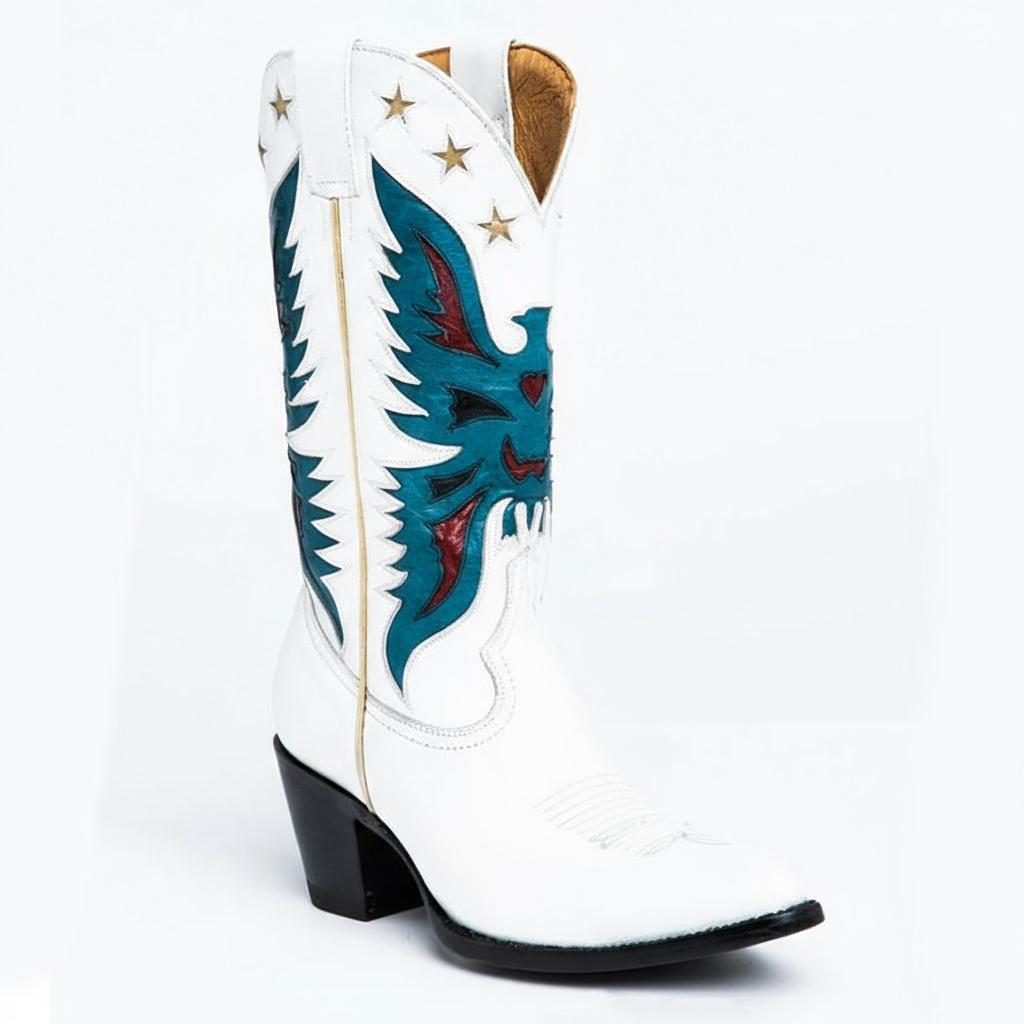 Tuhoomall Western Cowboy Boots for Women, Stylish Mid-Calf Chunky Heel, Unique Embroidered Animal Pattern, Perfect for Outdoor Casual Wear Tuhoomall