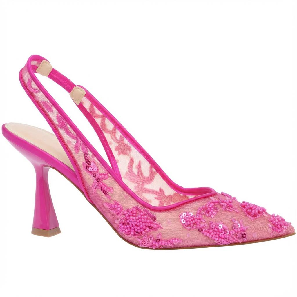 Tuhoomall Stylish Floral High Heels with Beaded Embellishment for Parties, Dancing, and Office Wear Tuhoomall