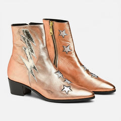 Tuhoomall Pointed-Toe Chunky Heel Ankle Booties with Zipper Closure - Fashionable Floral Applique Design for Parties and Everyday Wear