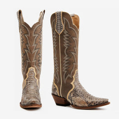 Tuhoomall Western Style Knee-High Women's Boots, Comfortable Snip Toe, Embroidered Snake PU, Ideal for Travel, Casual, Parties, All-Season Wear